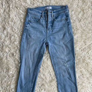 LOFT High Waist Skinny Jeans with Chewed Hems